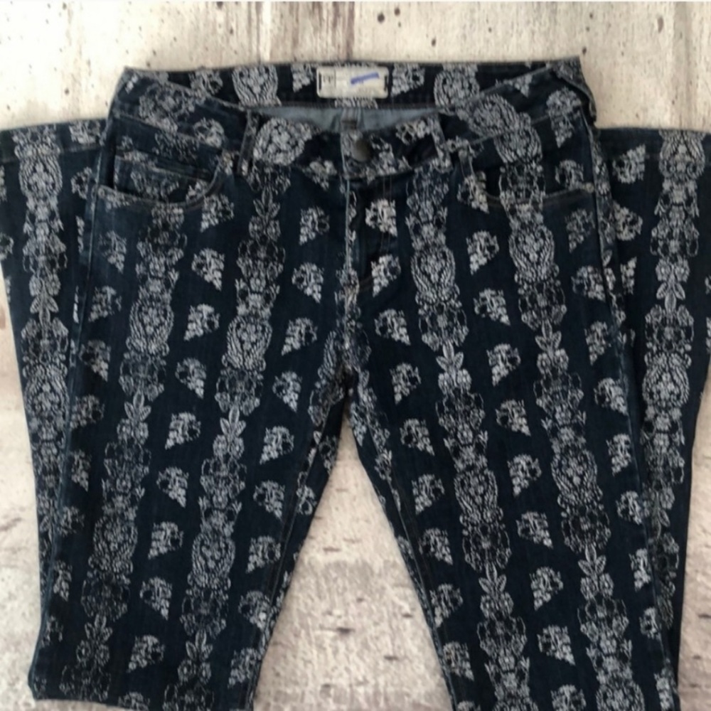 Free People Boho Print Bootcut Jeans 28
